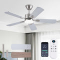 42 inch Modern Ceiling Fans with Lights APP/Remote Control Low Profile Reversible 6 Speeds Dimmable Ceiling Fan Light for Indoor/Outdoor Bedroom Living Room（Nickel）