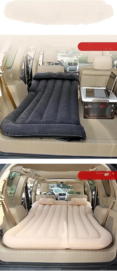 SUV Inflatable Mattress Car Camping Inflatable Bed Car Back Seat Inflatable Bed 175x130cm Car Mattress PVC Flocking Lathe (Black)