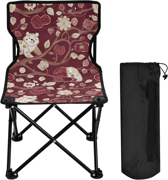 Cartoon Cute White Bear Folding Camp Chairs for Adults Lightweight Hunting Backpack Chair Includes Carry Bag