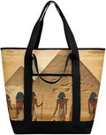 Insulated Shopping BagLarge Reusable Cooler Bags Ancient Egyptians Printed Foldable Shopping BagTravel Waterproof Shoulder Bag