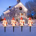 Christmas Snowman Pathway Stakes Lights 7Ft C7 Outdoor Landscape String Light with 4 Snowman Driveway Markers(E12 Base 5w) for Patio Yard Garden Lawn Decoration 1 Pack White
