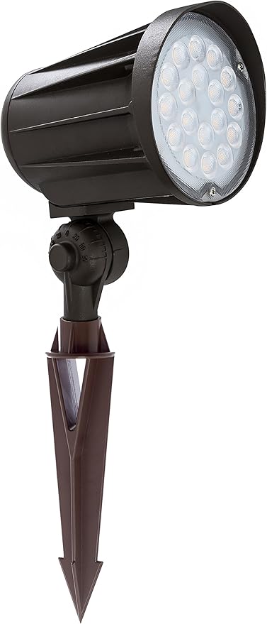 Westgate Lighting LED 12 Volt Outdoor Landscape Garden Bullet Flood Lights - Path Walkway Lawn Spotlights - Wire/Spike Accessories Included - IP67 Waterproof - High Lumen (32W 3000K Warm White Bronze)