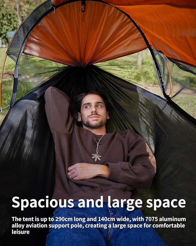 Camping Hammock Tent with Mosquito Net and Sunshade Extra Large for 2 Person Lightweight Hanging Hammocks Tree Straps Bivvy Ground Tent for Outside Hiking and Travel