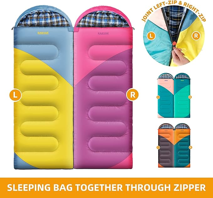 Camping Sleeping Bag 32℉ Sleeping Bags for Adults Kids Teens Cold Weather Warm Sleeping Bag Winter for 3-4 Season Camping Camping Gear Equipment Traveling and Outdoors