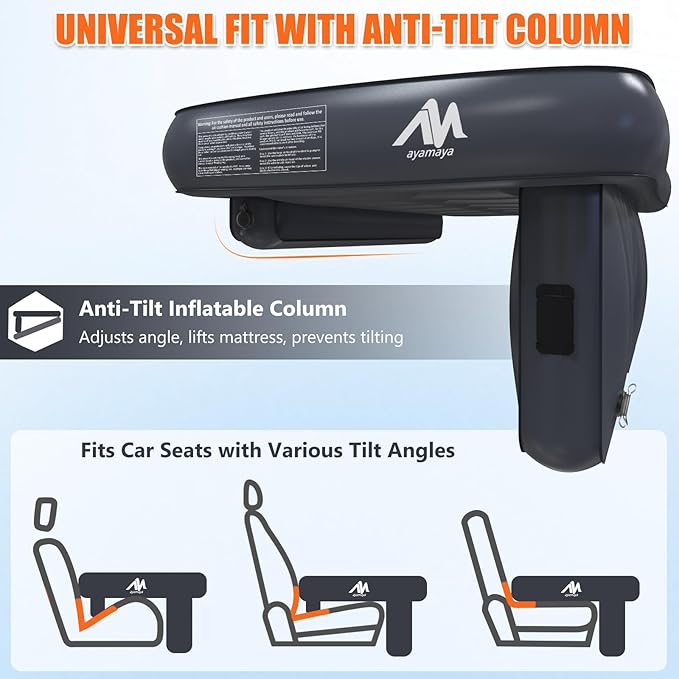 AYAMAYA Car Air Mattress Back Seat Inflatable Car Bed with Built-in Cordless Rechargeable Air Pump for SUV Sedan All-in-One Car Mattress with Pillow &amp Support Column for Camping Road Trip Tra
