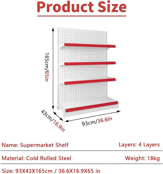 Supermarket Shelf Label Holder StandingSnack Display RackCandy Potato Chips Fruit Vegetable Storage OrganizerLarge Pantry Convenience Stores Shelves for Grocery 93x43x165cm(four-shelves)