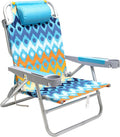 SUNNYFEEL Extra Wide 28 Low Beach Chair 5 Position Lay Flat XL Oversized Portable Folding Camping Chairs with Cup Holder for Outdoor/Trip Lightweight Foldable Backpack Beach Chair for Adults