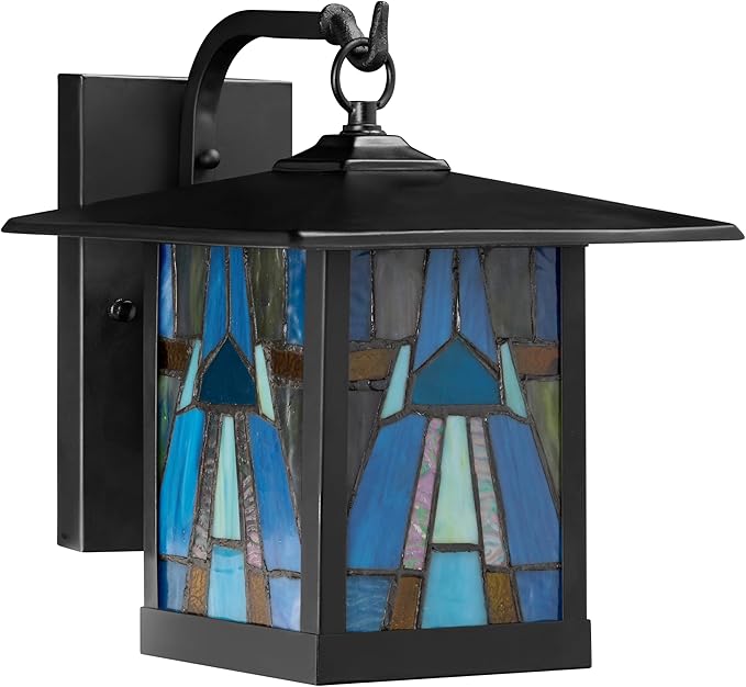 RIVER OF GOODS - 11.75 1-Light Aqua Mission Style Outdoor Wall Lantern Sconce