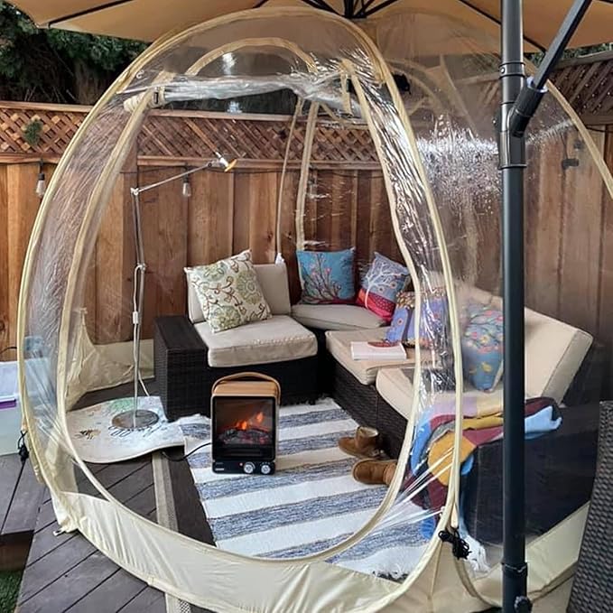 Alvantor® Pop Up Bubble Tent® - 6’ x 6’ Instant Igloo Tent® - 2-3 Person Screen House for Patios - Large Oversize Weather Proof Pod - Cold Protection Camping - Beige
