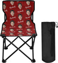 Sinestour Dark Red Custom Photo Folding Camping Chair for Teen Child Personalized Name 14.6×14.6in Portable Outdoor Chair with Carry Bag for Beach Picnic Barbeques