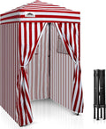 EAGLE PEAK Flex Ultra Compact 4x4 Pop-up Canopy Sun Shelter Changing Room Portable Privacy Canopy Cabana for Pool Fashion Photoshoots or Camping Red/White