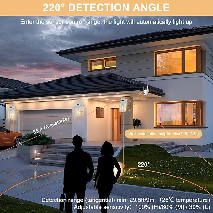 Porch Light with GFCI Outlet with Remote Dusk to Dawn Outdoor Lighting with Outlet Upgraded 4 Lighting Modes Motion Sensor Outdoor Lights Waterproof Outside Lights for House Patio Garage Front Door
