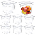 Sieral 8 Pcs 1/6 Size Food Containers with Lids - Clear Stackable Meal Prep Bins for Fridge OrganizationKitchen StorageBentoBaby FoodMicrowave Safe (6 Inch2 Quart)