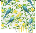 Waterproof Sandproof Beach Blanket 59''×68'' Watercolor Parrot Polyester Outdoor Picnic Blanket with 4 Stakes &amp Storage Bag for BeachCampingVacation White