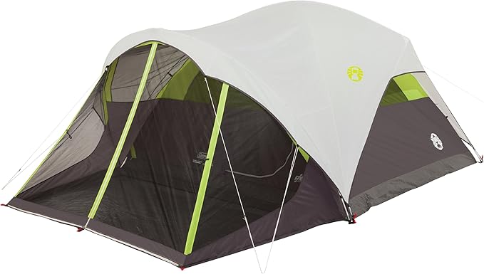 Coleman Steel Creek 6-Person Tent with Screened Porch &amp Integrated Rainfly Weatherproof Tent with Screen Room Sets Up in Minutes Fits Queen-Size Airbed