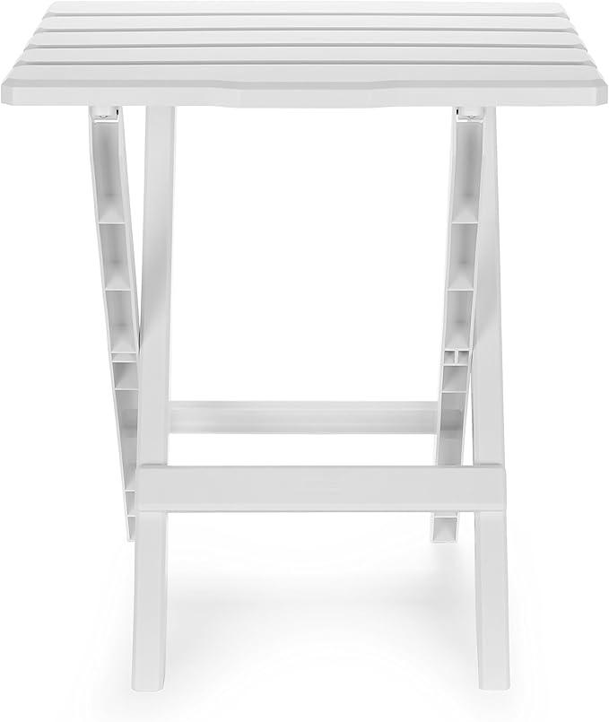 Camco 51695 White Large Adirondack Portable Outdoor Folding Side Table Perfect for The Beach Camping Picnics Cookouts and More Weatherproof and Rust Resistant