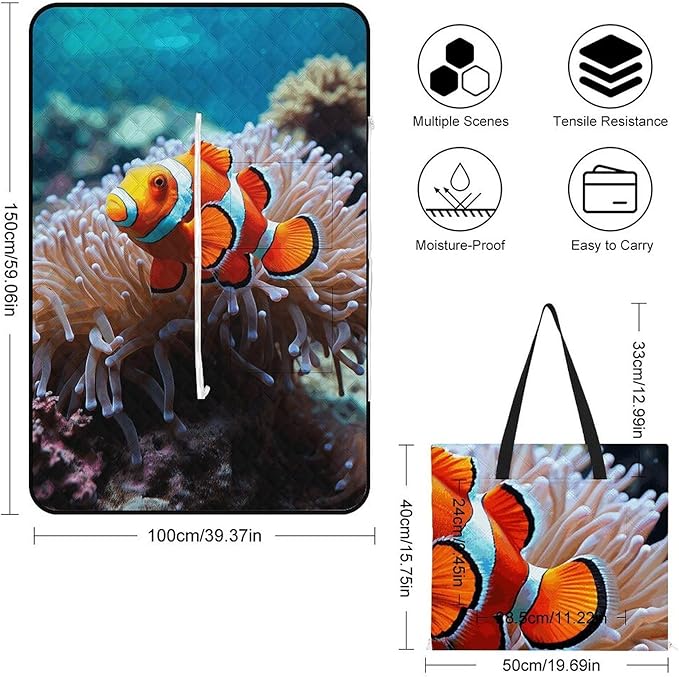 Zipper Clown Fish Style Picnic Mat Suitable for Travel Camping Park Or Home Use