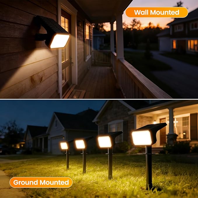 Fabrito Solar Spot Lights Outdoor 10 Pack [108Leds 4 Modes] Auto On/Off Spotlights IP67 Waterproof Landscape Lights for Tree Yard Patio Pool Pathway Driveway Warm White