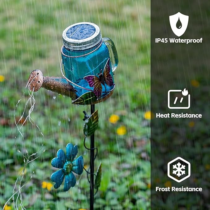 Solar Watering Can Light Yard Outdoor Decor Lights IP65 Waterproof Hanging Butterfly Garden Light Outside Garden Flower Bed Decor Women Gift Birthday Gifts