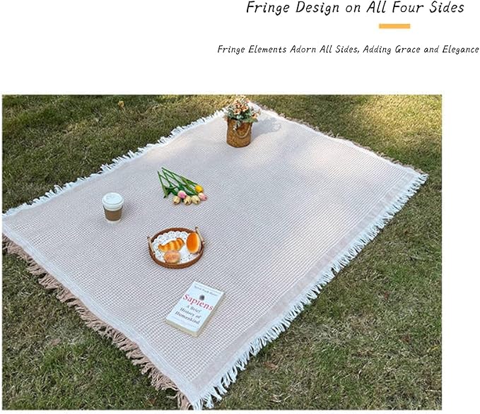 70x 70 Picnic Blanket Extra LargeLayer Outdoor Blanket for 5 to 7 AdultsCamping Grass Lawn Park Accessories Cute Couple Gifts Ideas Wedding Registry for Camping Park Beach (Yellow)