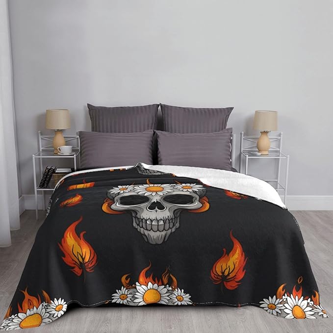 Spider Head Cartoon Daisy 80x60 Printed Soft Fleece Blanket for Sofa Bed and Camping - Cozy Blanket for Travel Picnics Nighttime Use