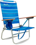 Beach Chair 17 Seat Height 7-Position Reclining Heavy Duty Folding with Backpack Straps Cup Holders and Back Cooler Storage High Back for Seniors