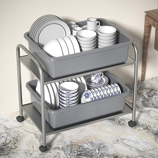 35 L Commercial Bus Box Plastic Utility Bus Tubs 4-Pack Gray