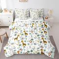 Cute Giraffe Monkey Comforter Set with SheetsPillowcases &amp Cushion Cover Zoo Animal 7 Piece Bedding Set for Kids Boys Girls Teens Room Decor Cartoon Animal Bed in a Bag Full Size Wildlife Microfi
