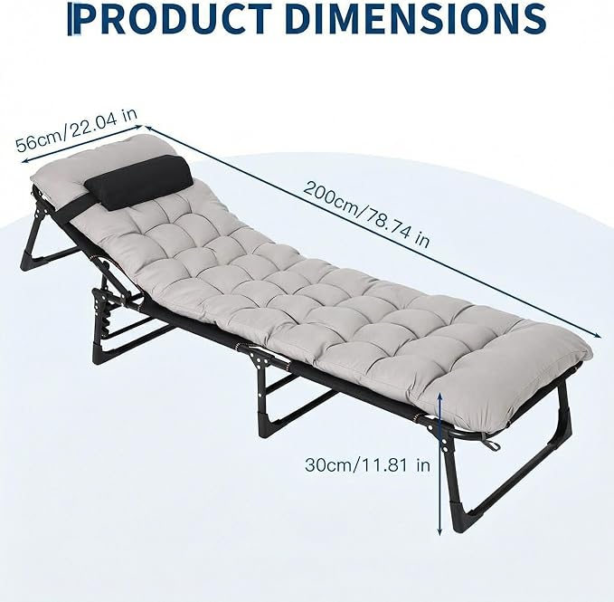 Portable Camping Cot for Adults with Headrest &amp Thick Removable Mattress 400 Lbs Capacity Folding Sleeping Cot with Carry Bag Double-Layer Oxford Camping Bed for Tent Camping Travel