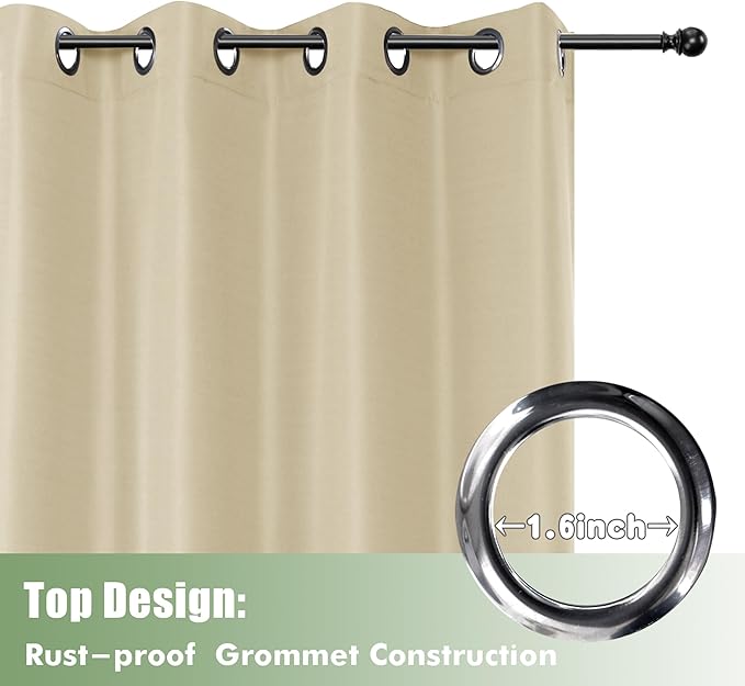 HolidayIdeas Extra Wide Outdoor Curtains for Patio Waterproof 6 Panels - 110x108 Inches - Weatherproof Privacy Outsides Curtains for Backyard Porch Gazebo Sunlight &amp UV Blocking (Cream Grommet