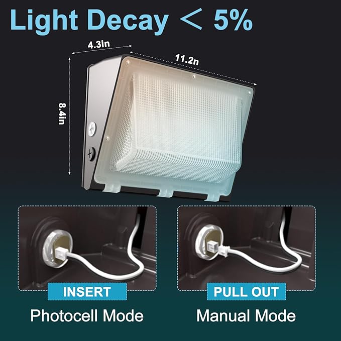 Lightdot 1Pack 150W LED Wall Pack Lights 3CCT Selectable (3000K/4000K/5000K) 100-277v Dusk to Dawn with Photocell 22500Lm 5000K IP65 Outdoor Exterior Lighting for Warehouse Garage(Height:10~20ft)