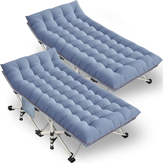 2 Pack XXL Extra Wide Camping Cots for Adults - 79 L x 32 W x 18 H Includes Comfortable Mattress &amp Carry Bag - Perfect for Indoor/Outdoor Use Vacation Travel