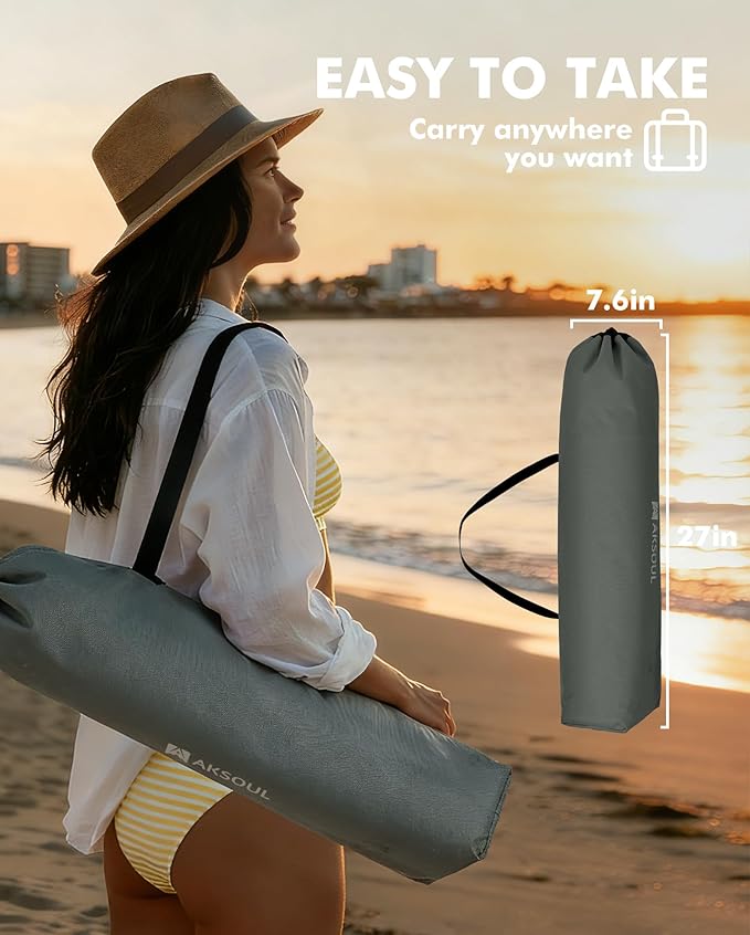 AKSOUL Folding Beach Chair for Adults: Low/High Back Chairs with Carry Bag - Extra Wide Seat Chair with Comfortable Pillow &amp Storage Pocket (1 Pack &amp 2 Pack Blue)