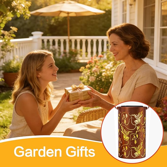 Solar Lanterns Outdoor Hanging Hummingbird Decor LanternWaterproof Hollow Out Metal Decorative Garden LightGraceful Decoration for PatioYardLandscapeWalkwayFestival