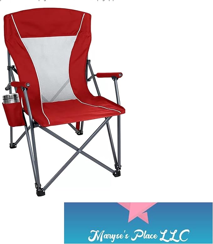 Oversized Folding Hard ARM Lawn Chair 325 LB Color: RED New- Camping and Beach