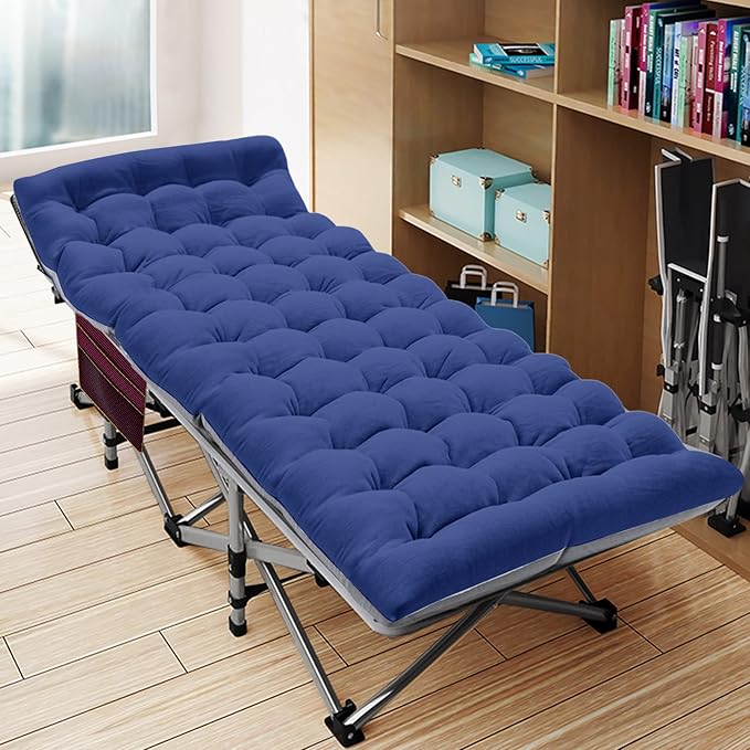 LILYPELLE Folding Camping Cot Extra Wide Heavy Duty Sleeping Cots with Carry Bag Double Layer Oxford Portable Travel Camp Cots for Home Office Nap and Outdoor Beach