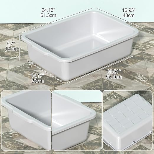 Light Gray Bus Tub 35 L Plastic Commercial Bus Tubs 4 Packs