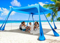 Beach Tent Sun Shelter 10x10ft Beach Canopy Easy Pop Up Sun Shade Portable UPF50+ with 8 Sandbags-2 Sand Shovel-4 Aluminum Poles-Ground Pegs for Outdoor Family Camping Fishing Backyard Picnic