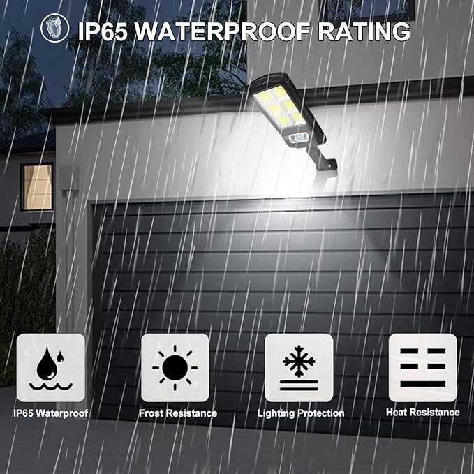NUNET 4 Pack 120 LED Solar Security Lights Outdoor Motion Sensor with Remote Control 3 Modes Weatherproof Dusk to Dawn Wireless Solar Street/Flood Lights for Garden Yard Garage Patio Parking Lot