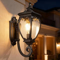 Porch Light Outdoor Wall Lights Exterior Lighting Fixtures 18.7 Inch Waterproof Black Porch Lights Outdoor Wall Sconces Light Fixture with Seeded Glass for Outside Patio Garage