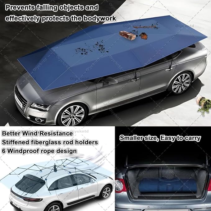 Car Tent Cover Folding Sun Protection Carport Fully Automatic Summer Car Umbrella Cover Tent Movable Carport Canopy with Remote Control for Outdoor Camping Tent Grey-4.6m