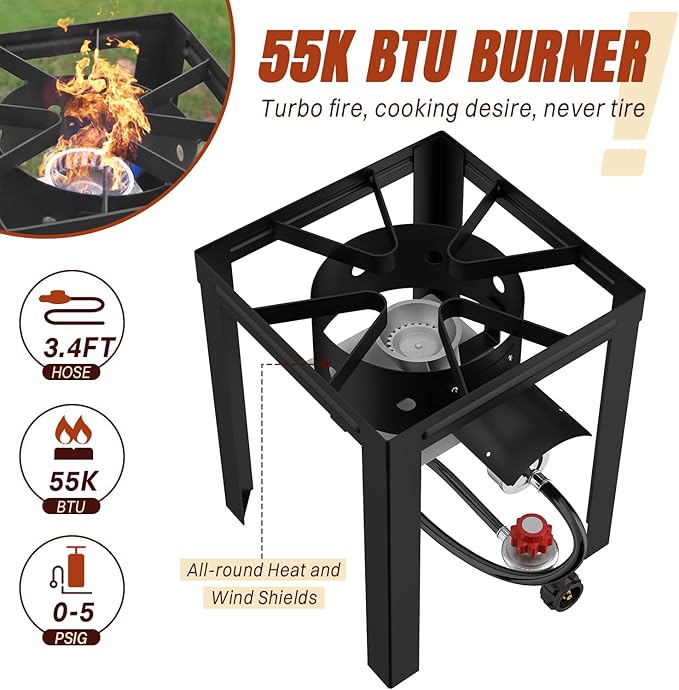 Stainless Steel 40QT Turkey Fryer Kit Waterproof Cover &amp 12-inch Skimmer 55000BTU Propane Burner Stove Turkey Fryer Pot Outdoor Deep Fryer Crawfish Boiler with 25QT Basket
