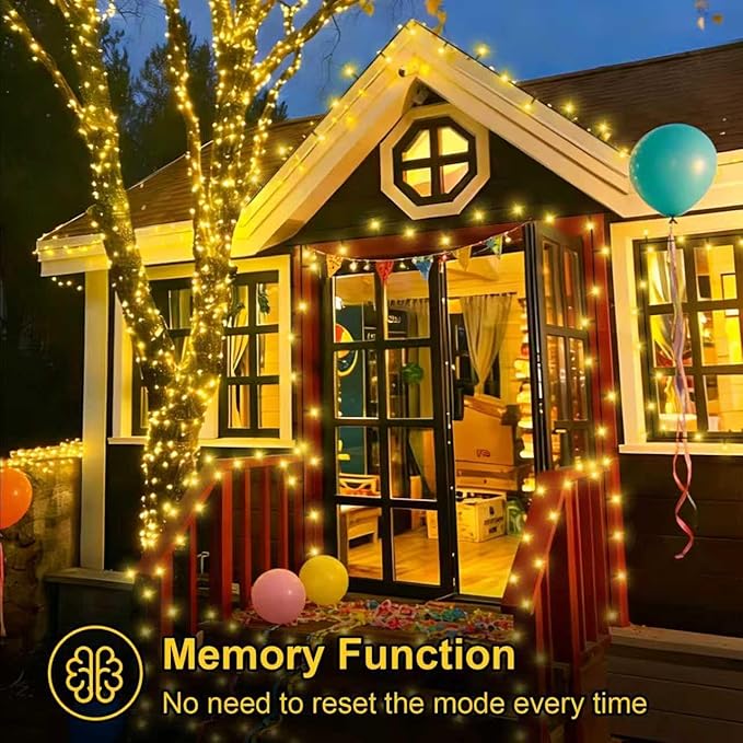 QITONG 500LED Warm White Christmas Lights 165ft Christmas String Lights Outdoor Waterproof with Plug in Green Wire Twinkle Lights Indoor with 8 Modes