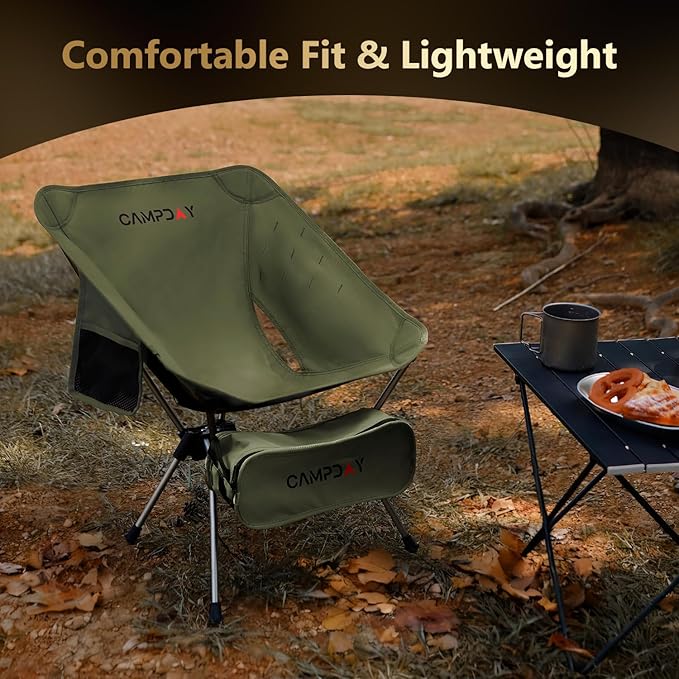 Camping Chair Backpacking Portable Hiking Ultralight Small Lightweight Folding Chair for Outdoor Camp Beach Picnic Concert Supports 330lbs (Green1PCS)