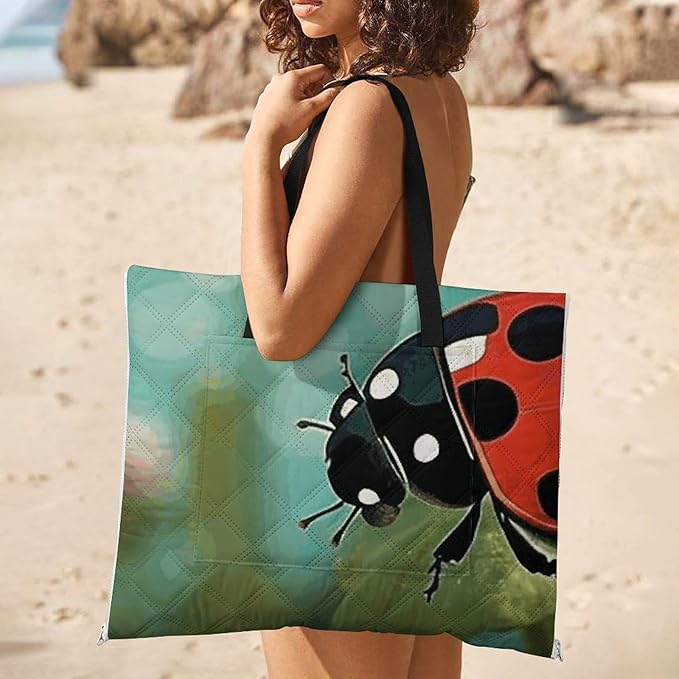 Zipper Ladybug Landscape Style Picnic Mat Suitable for Travel Camping Park Or Home Use