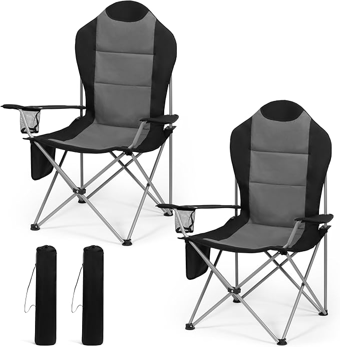 OUTSIDER Folding Camping Chair for Adults Heavy Duty – Supports 400 lbs Portable Chair with Cup Holder Side Pocket &amp Large Rear Mesh Storage Bag Lightweight Lawn Chair for Camping (Style-4 2)