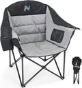 NAIZEA Padded Camping Chairs with Cooler Bag Folding Camping Chair for Adults Outdoor Heavy Duty Heated Lawn Chair for Camp Garden Firepits Patio &amp More
