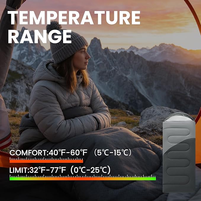 Sleeping Bags for Adults &amp Kids Lightweight Waterproof 3-4 Season Warm with Inflatable Pillow–Compact Portable Sleeping Bag for Cold Weather Camping Hiking Travel Indoor/Outdoor Use