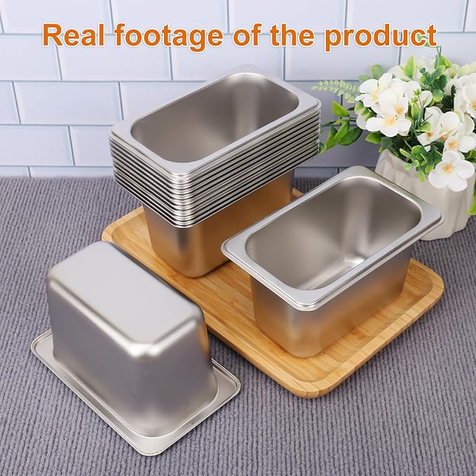 12 Pack 1/9 Size 4 Inch Deep Steam Table Pan Silver 201 Stainless Steel Chafing Pan Half Size Hotel Steam Pans for Weddings Parties Restaurants Cafeterias and Hotels