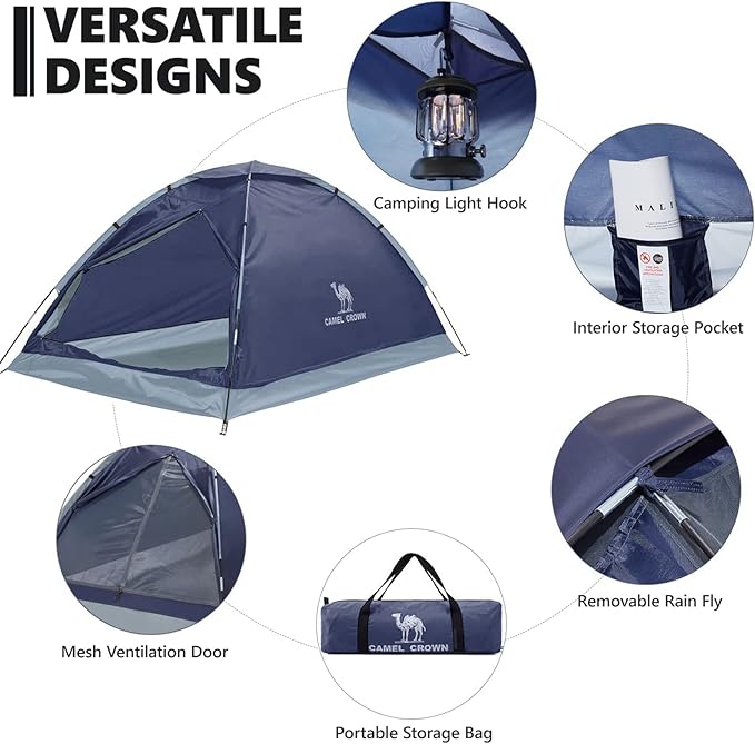 CAMEL CROWN Tents for Camping 2/3/4/5 Person Camping Dome Tent WaterproofSpacious Lightweight Portable Backpacking Tent for Outdoor Camping/Hiking